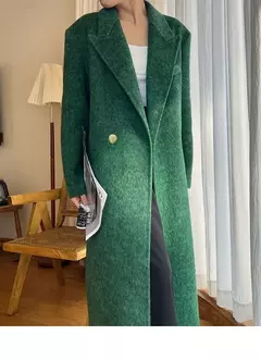Casaco de alpaca de lã feminino, jaquetas de lã, trespassado duplo, gola de terno, solto, Casacos longos, senhora do escritório, outono, inverno, 2022