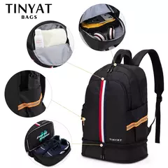 TINYAT-Mochila impermeável para homens e mulheres, bolsa de volta à escola com armazenamento de sapatos, dobrável, resistente a manchas, estudante