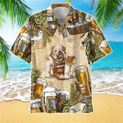 Camisa havaiana com estampa 3D masculina papagaio, blusa de praia casual manga curta, camisa lapela vocacional, moda menino - comprar online