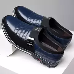 Sapatos masculinos de couro para slip-on, sapatos de sola macia, casual para negócios, escritório clássico, costura elegante - comprar online