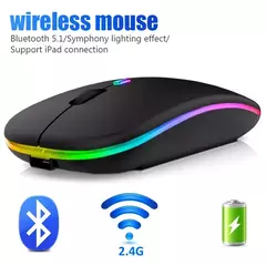Mouse ergonômico sem fio para jogos, ratos silenciosos, LED retroiluminado, Bluetooth, RGB, recarregável, apto para laptop, PC - Wolf Magazine