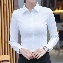 Imagem do Blusa de manga comprida feminina, camisa branca elegante, senhora do escritório, negócios, camisas rosa, botão, blusas de trabalho sólido, tops
