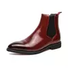 Botas masculinas de sola vermelha quadrada Chelsea, Ankle Boots artesanais de negócios Toe, homens vestem sapatos, nova marca de luxo, ao ar livre, 2024