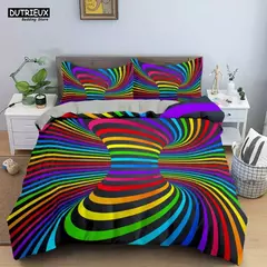 Psicodélico Impressão Digital Conjunto de cama para adultos, 3D Capa de edredão, microfibra, solteiro, rainha, rei, gêmeo, tamanho completo - comprar online