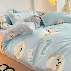 Egw-roupa de cama para menino e menina, jogo de cama com desenhos animados, cinza, leão, rosa, urso, fronha, impresso, casa, criança, 3pcs na internet
