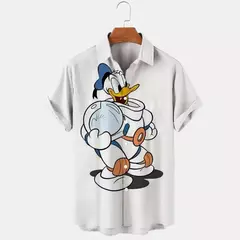 Camisa estampada Disney masculina, pato Donald, mickey mouse, moda verão, tendência de rua, boutique retrô, top unissex, novo - loja online