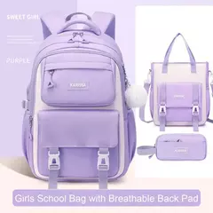 School Bag Set Inclui Study Bag e Pencil Case, Mochila de grande capacidade, Charme impermeável dos desenhos animados, Mochila de viagem ao ar livre, 3 pcs na internet
