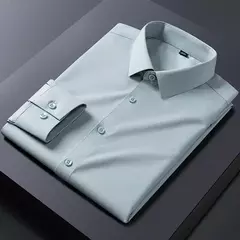 Homens de Manga Longa Stretch Camisas, Anti-Rugas Camisas, Slim Fit, Blusa de Negócios Sociais, Branco, Novo, S-8XL na internet
