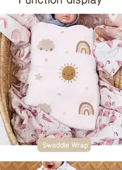 Imagem do Elinfant-Rainbow Cor Musselina Swaddle Blankets, 100% Algodão, Recém-nascido Bebê Banho Toalha Envoltório, Gift Set Popular, Bambu, 4Pcs