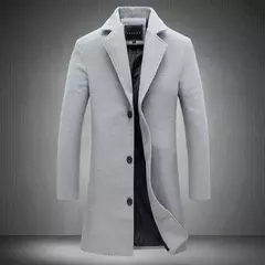 Casaco longo de algodão masculino, à prova de vento, Monocromático, Lã, Blended, Casual, Moda empresarial, Tamanho 5XL, Novo, Outono, Inverno, 2022 - loja online