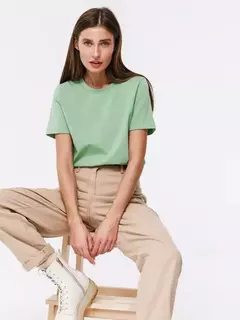 Imagem do Bornladies-Camiseta solta de manga curta feminina, tops sólidos básicos, camisas de assentamento elegantes, 100% algodão, 230g/?, verão