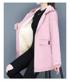Casaco de algodão acolchoado de comprimento médio feminino, lã de cordeiro grossa quente, blusa feminina com capuz, todo apto, novo, outono, inverno, 2023