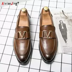Calçado de couro masculino, mocassins empresariais, sapatos de fivela casuais, tendência, marca de luxo, novo designer - Wolf Magazine