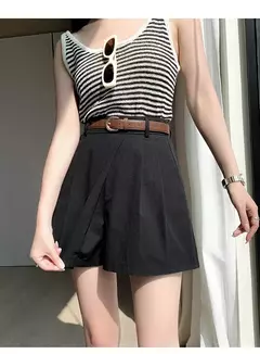 Shorts femininos casuais de cintura alta linha A saias, calças femininas soltas irregulares e chiques, moda verão, novo, 2024 - Wolf Magazine