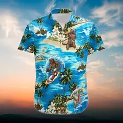 Tops havaianos de manga curta masculino estilo cubano extragrande, camisa estampada 3D, férias de verão