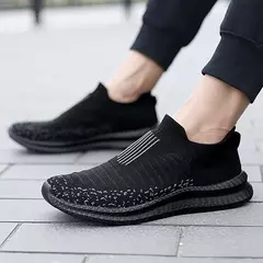 Imagem do Tênis antiderrapante leve e respirável masculino, sapato vulcanizado, sapato casual para caminhada masculina, deslizar sobre sapatilhas, ao ar livre, 2023