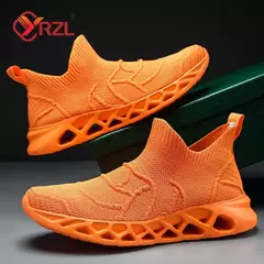 YRZL-tênis de meia preta masculina, tênis de malha casual, respirável, sola grossa, leve, plataforma, corrida, moda verão, tamanho 47