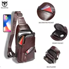 BULLCAPTAIN-Bolsa de Peito de Couro Masculina, Grande Capacidade, Bolsa Mensageiro Casual, Classic, XB 127, Latest, 2023 - loja online