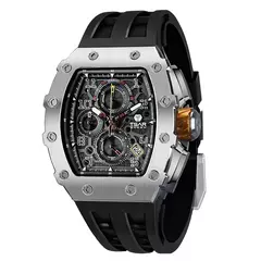 Tsar bomba tonneau relógios masculinos cristal de safira relógio de pulso vermelho à prova dwaterproof água cronógrafo data luxo presente natal para homem