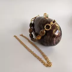 Mini Acrílico Clutch Bag para Senhoras, Handle Box, Brown Pearl, Marca de Luxo, Design Básico, Casual, Festa, Casamento, Viagem, Bolsas