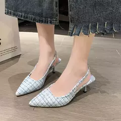 Sandálias de salto alto com sal marinho para mulheres, sapatos únicos com meia-cabeçada traseira oca, moda casual versátil - comprar online