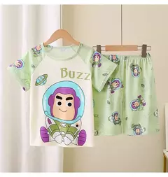 Novo verão crianças pijamas conjunto de 2 peças roupas de ar condicionado para meninos meninas bebê manga curta roupas para casa na moda