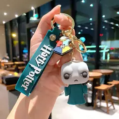 Imagem do 3d harried potter pvc chaveiro brinquedo hermione granger malfoy ron dobby voldemort snape brinquedo figuras festa chaveiros crianças presentes brinquedos