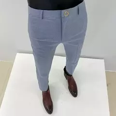 Homens terno calças calças formais pantalone hombre estiramento fino cor sólida vestido casual calças de comprimento total moda novas roupas masculinas - loja online