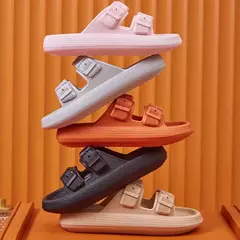 Moda fivela de plataforma grossa chinelos mulher em casa sola macia eva nuvem slides sandálias verão 2023 não deslizamento praia flip flops