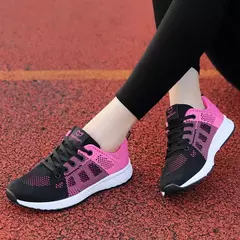 Sapatos de corrida leves e respiráveis para mulheres, calçados esportivos antiderrapantes, ao ar livre, macios, com cordões, moda, tênis - Wolf Magazine