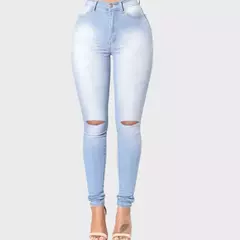 2023 Novas Mulheres Vintage Jeans Slim Fit Calças Lápis de Cintura Alta Denim Bootcut Verão Pull-on Jeans Skinny Blu Moda Holee - comprar online