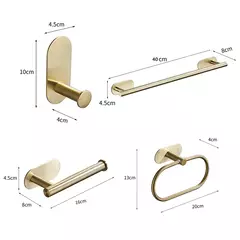 Imagem do Barra De Toalha De Banho 304 Toalheiros De Aço Inoxidável Toalha Anel Toalha Suporte Do Papel Higiênico Escovado Ouro Banheiro Hardware Acessórios Set