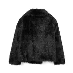 Imagem do TRAF-Jaqueta feminina de tecido de lantejoulas de metal, casaco solto, gola alta, manga comprida, outerwear feminino chique, outono, inverno, 2023