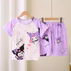 Novo verão crianças pijamas conjunto de 2 peças roupas de ar condicionado para meninos meninas bebê manga curta roupas para casa na moda - Wolf Magazine