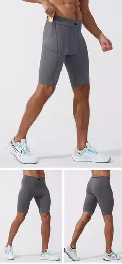 Shorts de compressão rápida para homens, calças justas para musculação, leggings fitness, cintura elástica, calças esportivas, ginásio correndo - loja online