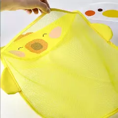 Imagem do Qwz novo pato dos desenhos animados do bebê saco de malha do banheiro otário design para brinquedos de banho crianças formas animais pano areia brinquedos armazenamento net saco