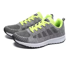Mulheres sapatos casuais moda respirável andando malha sapatos planos tênis feminino 2021 ginásio sapatos vulcanizados branco calçado feminino - loja online