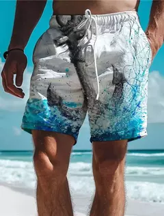 Calções de natação secagem rápida masculino, calções prancheta, troncos de cordão, elástico, secagem rápida, havaiano, casual, preto, branco, micro-elástico - comprar online