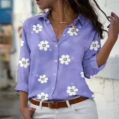 Camisa havaiana de mangas compridas para senhoras, roupas de praia ao ar livre para férias, quintal super grande 6XL, moda feminina, explosão, 2024