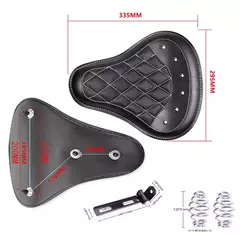 Novo assento solo de couro retrô para motocicleta + suporte de mola de 3 "para Harley Custom Chopper Sportster Bobber Honda Yamaha Kawasaki - comprar online
