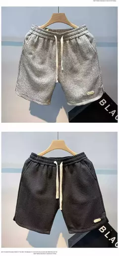 Shorts masculinos de corrida casuais, calças curtas esportivas para jogging, padrão ondulado, cordão monocromático, shorts esportivos de ginástica soltos secos, verão - comprar online