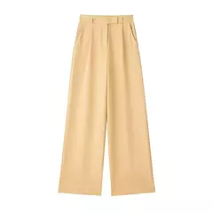 TRAF-Calça de perna larga feminina com bolsos frontais, vintage, cintura alta, mosca com zíper, calça feminina, moda - comprar online