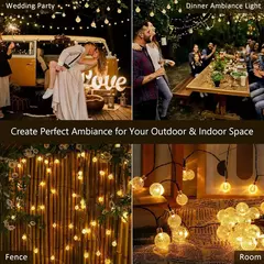 Solar Crystal Ball Fairy String Lights, decoração de Natal impermeável, guirlanda de acampamento ao ar livre, festa de jardim, 5m, 20L, 1Pc