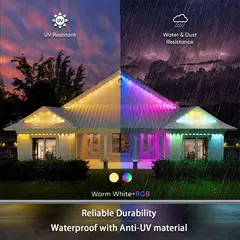 Luzes externas permanentes inteligentes rgbic beirais led bluetooth luz diy à prova d' água sincronização de música temporizador cordas festa natal feriado - comprar online
