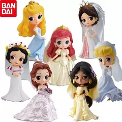 Genuine bandai qposket casamento vestido versão disney princesa anime figuras figura de ação coleção modelo brinquedo presente para crianças