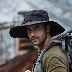 Tampão solar anti-UV respirável masculino, aba larga grande, chapéu de balde, chapéu de vaqueiro, pesca ao ar livre, caminhada, praia, malha, moda verão, novo, 2024 na internet