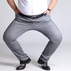 Calça de vestido reto grande para homens, alta esticada, escritório, preta, azul, cinza, calças de terno formal, plus size, 52, 50, 48, 46 - comprar online
