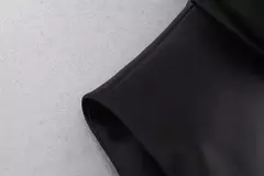 Casaco de couro PU com gola alta para mulheres, coletes curtos com zíper, elegante e elegante, preto, feminino e feminino, outono e inverno