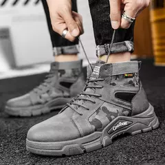 Botas de couro com renda impermeável masculina, bota leve no tornozelo, sapato casual antiderrapante, moda inverno, novo - loja online