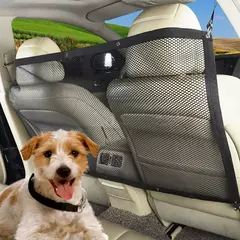 Imagem do Rede de proteção para cães de carro, com ganchos, rede de separação para animais de estimação, cerca, barreira de segurança, coisas para cães, adequado para qualquer veículo, imperdível